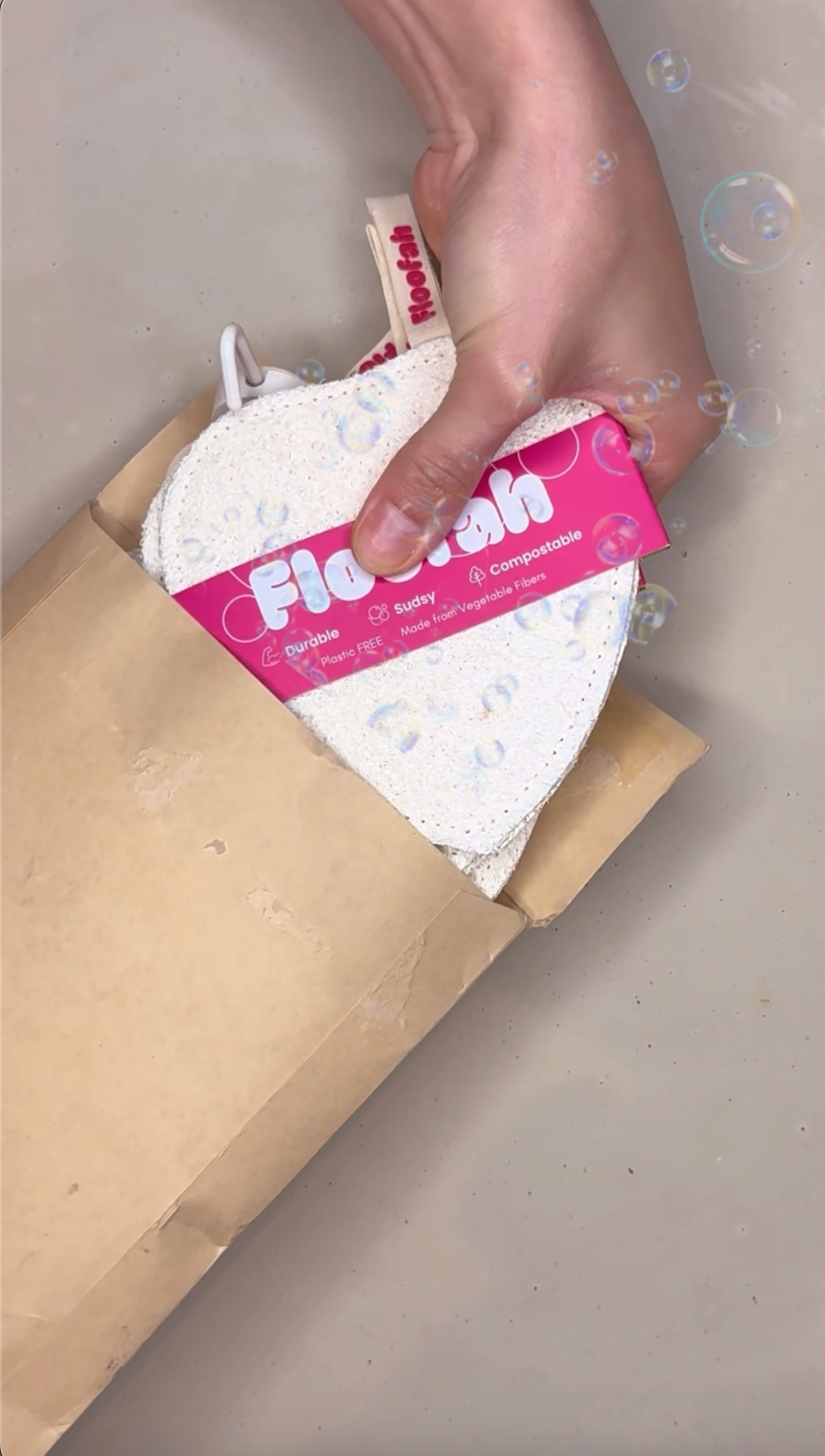 Floofah Heart Bath Shower Natural Loofah Unboxing Compostable Biodegradable Packaging Zero Waste